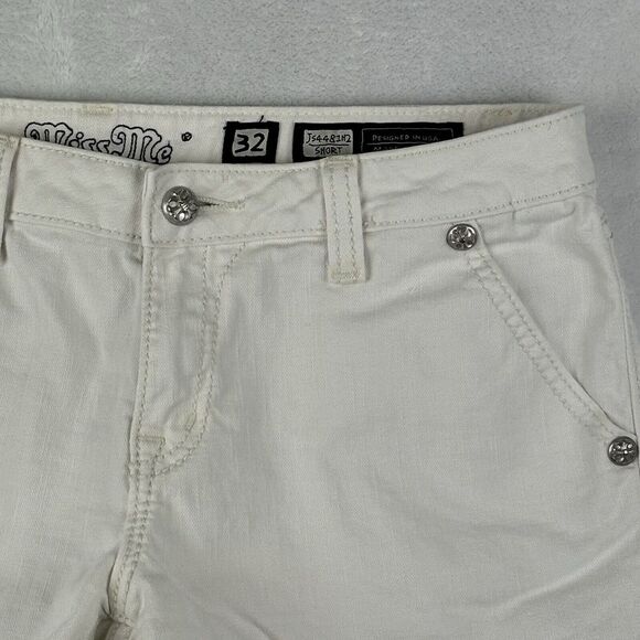 Miss Me Jean Shorts Womens White Cut Off Jean Shorts Size 32 - Picture 2 of 13